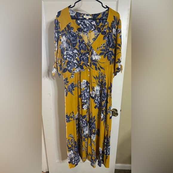 ODDY Dresses & Skirts - Floral Yellow and Blue Dress